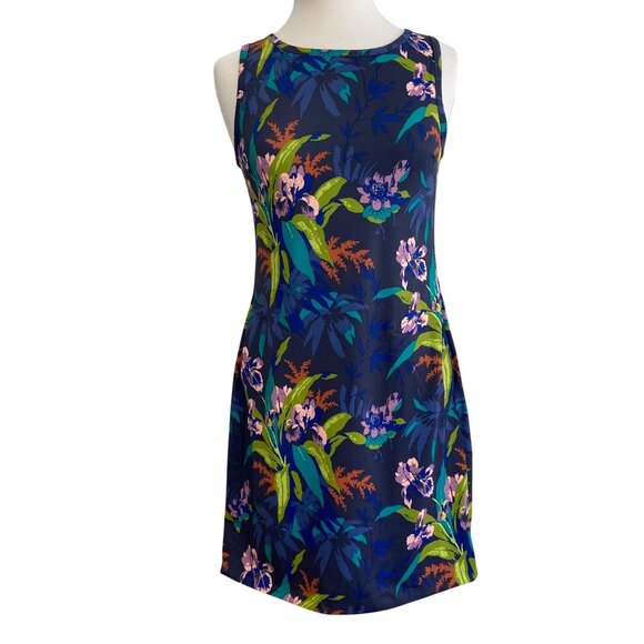 Columbia Womens Chill River Small  UPF50 Floral Print Dress Navy Multi Polyest - Picture 1 of 16